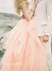 Fairy Tale Peach Gold And White Wedding Dresses Beautiful A Line Long Tulle Women Bridal Party Gowns