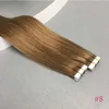 PU Tape in hair human hair extension Silky Straight 100% Remy Human Hair #60 platinum blonde Party Style Free Shipping