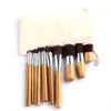 11 pezzi pennelli per trucco strumenti cosmetici manico in bambù naturale ombretto set di pennelli per trucco cosmetico kit pennelli morbidi per fard con borsa2407142