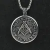 Retro Prata Antigo Preto Negro Bússola Bússola Aço Inoxidável Freemason Masonic Pingente Presentes com Palavras Somos uma banda de irmãos