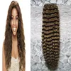 Brasilianska Human Tape i Kinky Curly Skin Weft 100% Human Hair Tape In Hair Extensions # 4 Dark Brown Tape In Human Hair Extensions 100g 40pcs