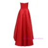 Robes Designer arabe chérie haute robe de bal en satin mate rouge bas
