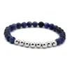 Hot koop 1 stks 6mm natuursteen kralen sieraden echte vergulde ronde koperen kralen heren armbanden Beste geschenk