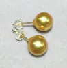 Hermosos aretes de collar de perlas de oro de los mares del sur naturales de 10-11 mm, oro de 14 k