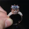 Fashion 925 Sterling Silvre Rose Gold Gemstone Diamond CZ Crown Jewelry Cocktail Wedding Bride Band Rings finger for Women