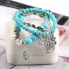 Vintage turquoises Luxe armbanden voor vrouwen Men Bomen Bladeren Handhangende bedelarmband Bangle Fashion Jewelry7392473