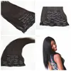 Peruvian Clip In Human Hair Extension 7PCS 120G Mänsklig Hår Yaki Rak 100% Obehandlat Human Hair Weave G-Easy