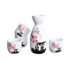 Japanse sake set keramische heup kolfs kopjes handgeschilderde kiyomizu -tempel en kersenbloesem elegante wijndrinkware oosterse geschenken