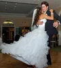 Bling Bridal Gowns Sweetheart Wedding Dresses Organza crystal beaded Real Lace Up On Back