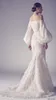 2022 Veerontwerper Mermaid Prom jurk Haute couture Pageant van de schouder lange mouwen beroemde rode loperjurken