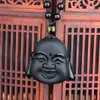 DJ Jewelry 100 Natural Black Obsidian Caring Maitreya Buddha Head Pendant Women Men039s Lucky Amulet Jewelry Pendants с BE1835888