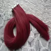 # 99j rode wijntape in menselijke hair extensions 40 stks Huid inslagband Hair Extensions 2. 5G Strand Tape in Remy Menselijk Hair Extensions 100g