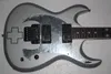 Custom Shop Ltd RZK-600 Metalik Silver Gri Elektro Gitar EMG Pikaplar Christian Cross Claversboard Kakmları Floyd Rose Tremolo Birdge