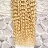 # 613 Bleach Blonde Brazilian Virgin Hair Kinky Curly Skin Weft Tape Extensiones de cabello 100g Cinta en extensiones de cabello humano 40pcs