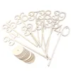 New Arrival Rustykalny Hessian Wedding Tabe Decoration Drewniany Wedding Table Stół Uchwyt Party Stół Tag Stand Stand