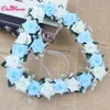 Beach Wedding Car Decoration Heart Rose Wreath Door Wall Hanging Silk Ribbon Artificial Garland Home Decor Household Adornment Flower