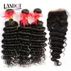 4 Bundles Lot Brésilien Vague Profonde Bouclés Vierge Cheveux Tisse Avec Top Lace Closures Non Transformés Malaisien Péruvien Indien Mongol Humain Cheveux