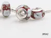 50 pcs boutique argent placage 925 logo Murano glaçure grand trou perles de verre tube de filetage Fit Bracelet collier breloques bijoux accessoires
