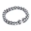 Mens de Aço Inoxidável Prata Dumbbell Charm Bracelet com 8mm Beads Chain Fitness Jóias Power Gym