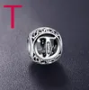 Autentisk 925 Sterling Silver Vintage Clear Letter Bead Charms Fit Original Pandora Kvinnor Charm Armband Silver Smycken