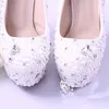 Biała Pearl Eleganckie Pompy miesiąc miodowy Rhinestone Suknia Ślubna Obuwie Gorgeous Buty Ślubne 14 CM Super Heel Heel Dress Shoes Plus Size