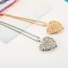 Hollow gold love leaf with shiny zircon necklace pendant Long necklace Alloy Gold Silver Sweater chain ornaments Clothing accessories