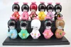 6pcs three szie 9 cm CUTE collectibles Japanese Wooden Doll KOKESHI with KIMONO Figure,doll girls kids gift