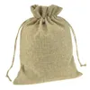 Jute Gfit Sacs beaucoup taille Jute Sack Logo Personnalisé Vintage Bijoux Cordon Pochettes Emballage cas de faveur De Mariage titulaire