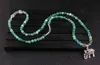 Völlig handgemachte natürliche Kristalle wulstiges Armband-Art- und Weisemehrschichtiger Achat-Elefant-hängende Charme-Armbänder justierbares blaues Grün 4colors