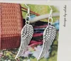 Angel Wing Dangle Candelier Örhängen 925 Silver Fish Ear Hook 40Pairs / Lot E084 46.5x9.2mm