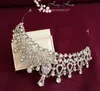 3 pezzi / set Set di accessori per gioielli da sposa (corona + orecchini + collana) Design con foglie di cristallo LDRESS39