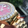 Lodowe żółte złote duże luksusowe luksusowe codzienne stali nierdzewne Prezydent Automatyczny Business Red Mens Diamond Watch zegarek watc250u