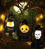 2016 Halloween decoration Trick toys Mini pumpkin lantern light with sound Ghost witch hand lamp Battery power supply for children gift