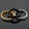 Men Black Gold Silver Finish 3 Row Diamond Simulate Bracelet 8inch 12mm Rhinestone Iced Out Hip Hop Bling ewelry