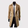 Осень-M-XXXL 3 цвета новый двубортный длинное пальто мужчины отложным воротником мужчины горох пальто плюс размер мужской пальто мужская шерсть пальто