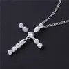 Free shipping cross shape pendant necklace white gemstone sterling silver plated necklace STSN668,fashion 925 silver necklace factory direct