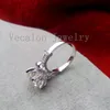 Vecalon fashion Crown wedding ring for women Round cut 3ct Simulated diamond Cz 925 Sterling Silver Female Engagement Band ring