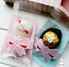 새로운 200pcs / lot 분홍색과 파란색 bowknot 인쇄 자기 접착 봉인 스낵 가방 / 사랑스러운 비스킷 빵 쿠키 선물 가방 8x10 + 3cm