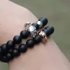 Mens-sieraden 10 stks / partij 8mm A Grade Matte Agaat Stone Nieuwe Romeinse Warrior Helm Micro verharde CZ Kralen Sparta Armbanden