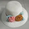 Wholesale- 2017 retintage قبعة الفتيات فاشون المرأة طوي واسعة كبيرة حافة السيدات # كابس الشمس الأزهار قبعات قش القش الصيف المرأة LF-10410