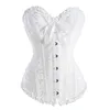 Frill Jacquard Brocade Corset Wholesale Plus size Lace up Women Ribbon Floral Embroidery Overbust Sexy Dance Bridal Corse Bustiers