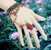 Il braccialetto di fascino del fiore del merletto d'epoca con i guanti da sposa regali gioielli delle donne dichiarazione di barretta di matrimonio Nuziale gioielli Wristband bronzo