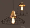 retro Loft led industrial pendnat lighting wooden pendant chandelier Bar Kitchen Home Decoration E27 Edison Light Fixtures Iron Pulley Lamp