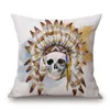 custom cushion cover wholesale skull sofa chaise throw pillow case cotton linen almofada watercolor cojines 45cm