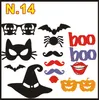 1set 14pcs Halloween party Photo Props Moustache Hat Small Eyes Paper Beard Wedding Party Supplies Bachelorette Party Photo Booth new