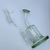 Grön och transparent tjockt litet glas Bongs Pocket Glas Vattenrör Recycler Oil Rigs Bong Rökning Rör hookahs Lågt pris