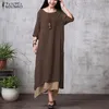 x201711 Zanzea mode katoen linnen vintage jurk 2017 zomer herfst vrouwen casual losse boho lange maxi jurken vestidos plus size