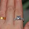 Vecalon 2016 romantische antieke vrouwelijke ring 2ct gesimuleerde diamant CZ 925 sterling zilveren engagement bruiloft band ring voor vrouwen