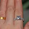 Vecalon 2016 Romantisk Antik Kvinna Ring 2ct Simulerad Diamond CZ 925 Sterling Silver Engagement Bröllop Band Ring för kvinnor