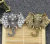 Broche plaquée or pour femmes, bijoux Vintage, grand éléphant, cristal strass, Badge Animal, costume écharpe, broches en alliage
